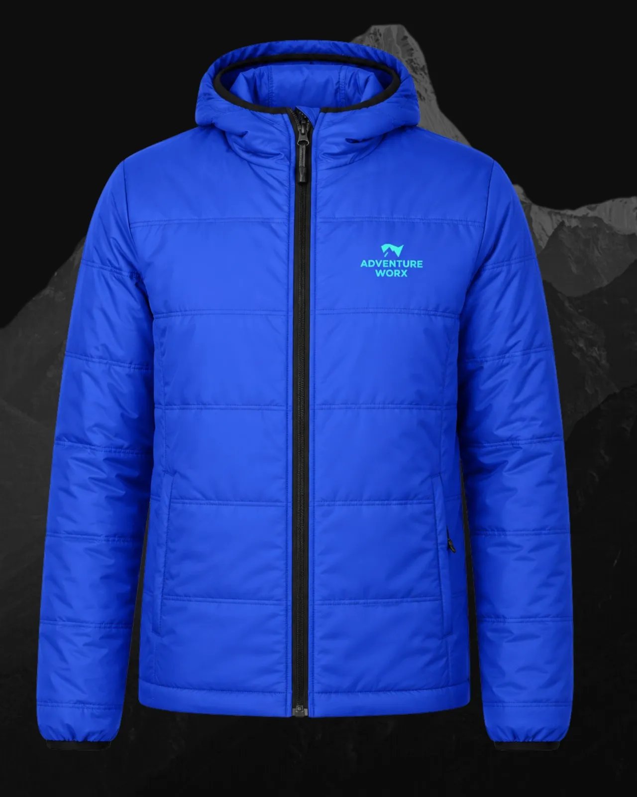 Three trekkers wearing the Adventure Worx Lumi Quilted Jacket in mountain terrain