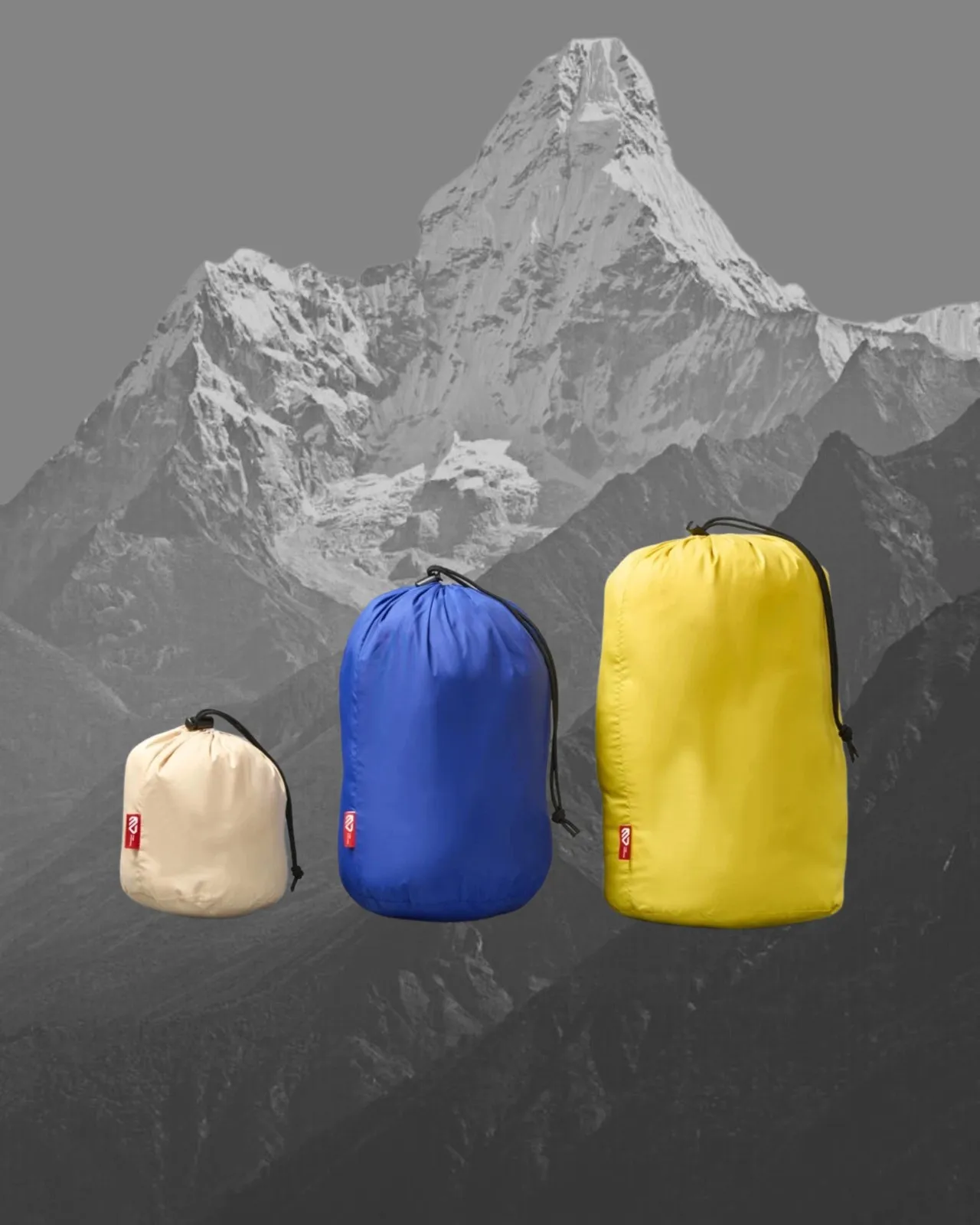 Yellow and blue Adventure Worx stuff sacks
